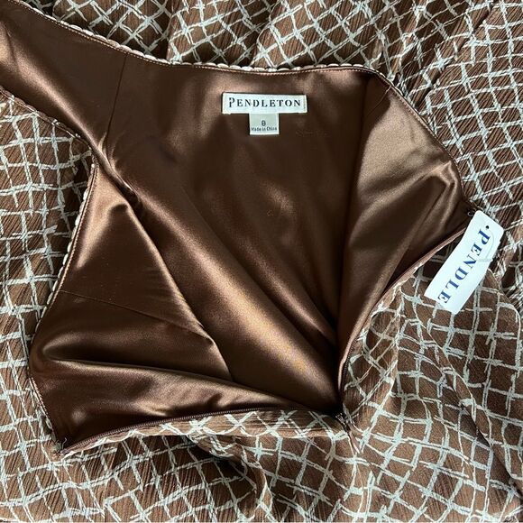 Pendleton Silk Geoprint 2 Piece Set NEW Sleeveless V-Neck Top & Midi Skirt Sz 8 - Picture 10 of 12